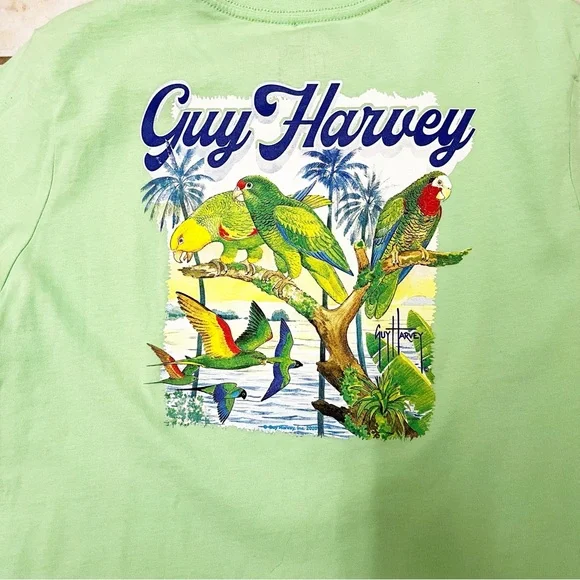 Guy Harvey’s Resort Women’s Aqua Green Parrot T Shirt Size XL - Picture 3 of 6
